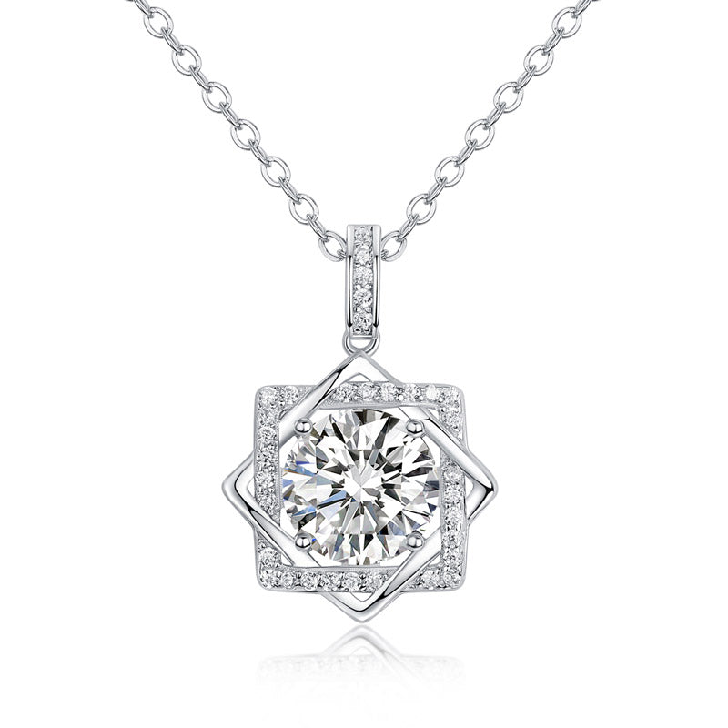 2 Carats Moissanite Diamond Octagram Pendant - View 2 | SelinJewels