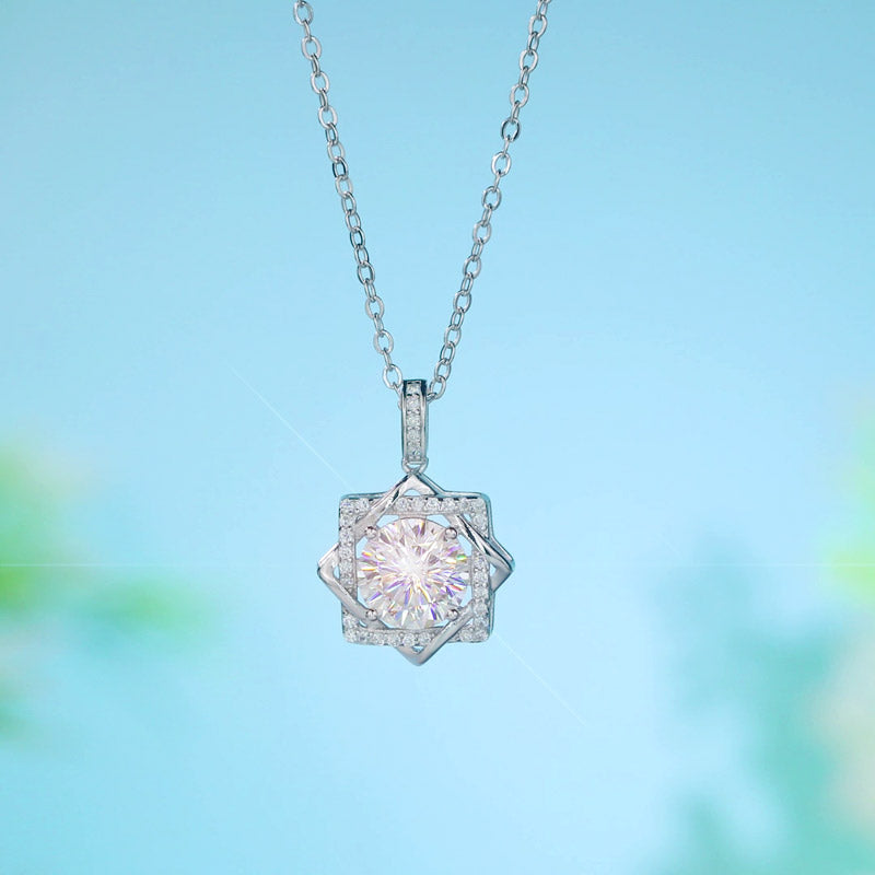 2 Carats Moissanite Diamond Octagram Pendant - View 7 | SelinJewels