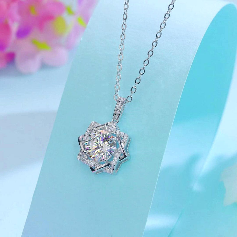 2 Carats Moissanite Diamond Octagram Pendant - View 8 | SelinJewels