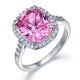 925 Sterling Silver Luxury Engagement Ring 6 Ct Cushion Fancy Pink Simulated Diamond