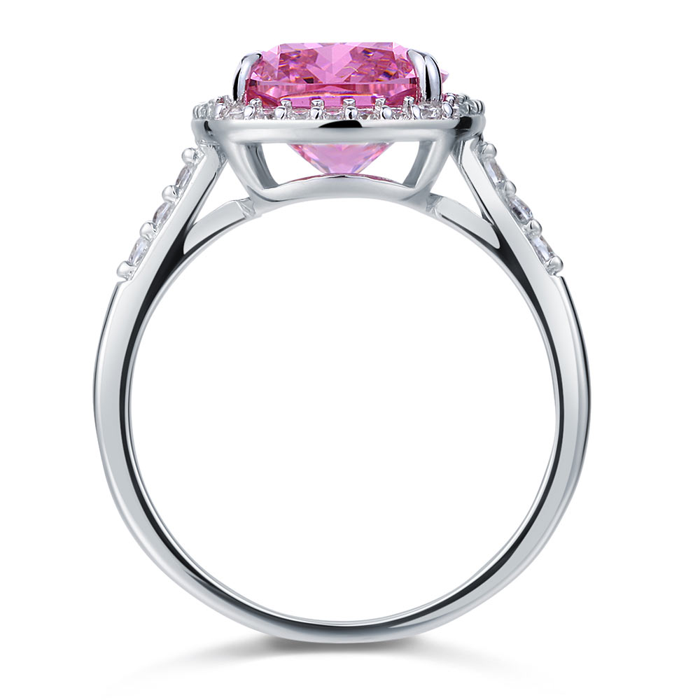 925 Sterling Silver Luxury Engagement Ring 6 Ct Cushion Fancy Pink Simulated Diamond