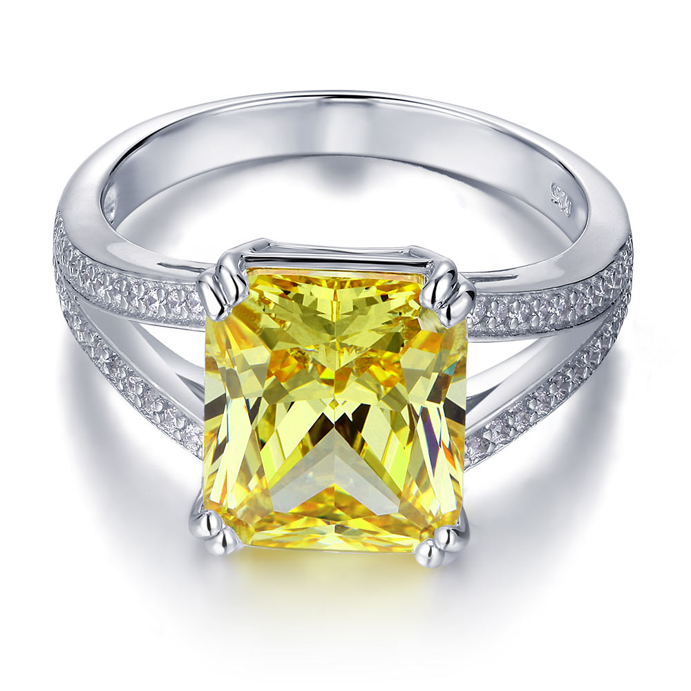 Luxury Ring 6 Carat Fancy Yellow Diamond Radiant Cut - View 3 | SelinJewels