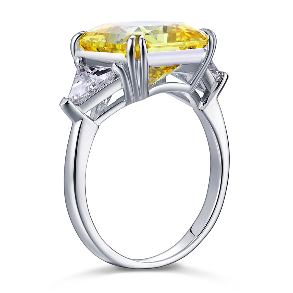 Three-Stone Luxury Ring Yellow Canary Diamond - View 3 | SelinJewels
