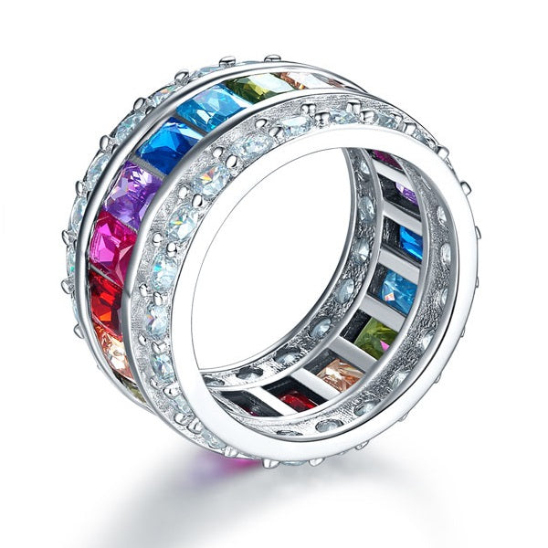Multi-Color Topaz Band Wedding Ring - View 4 | SelinJewels