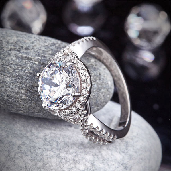 3 Carat Simulated Diamond Luxury Wedding Ring - View 8 | SelinJewels