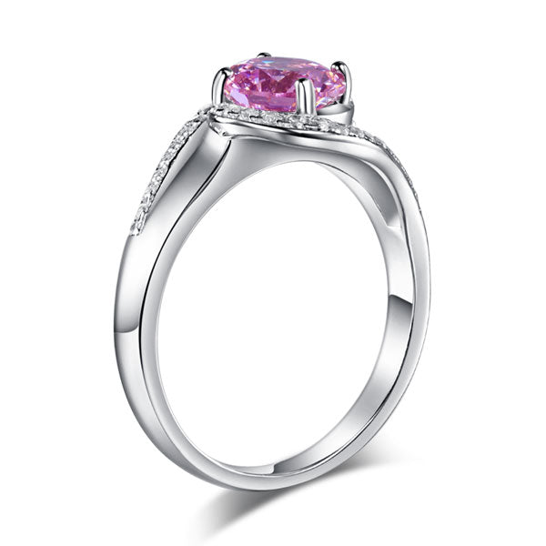 Twist Curl Silver Ring Fancy Pink Diamond - View 5 | SelinJewels