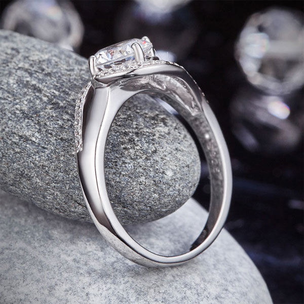 Twist Curl 925 Sterling Silver Wedding Engagement Ring 1.25 Ct Simulated Diamond
