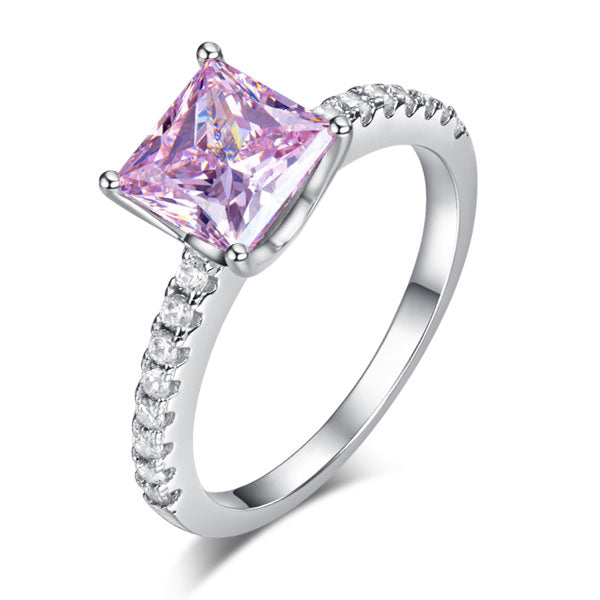 1.5 Ct Fancy Pink Simulated Diamond 925 Sterling Silver Wedding Promise Ring | SelinJewels