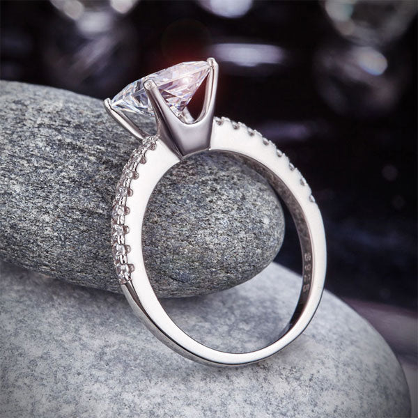 1.5 Ct Princess Cut Simulated Diamond Wedding Ring - View 8 | SelinJewels