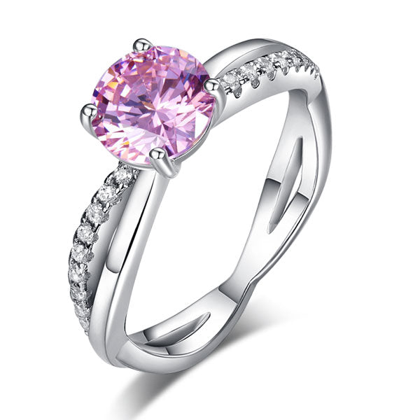 925 Sterling Silver Wedding Promise Ring 1.25 Ct Fancy Pink Simulated Diamond | SelinJewels