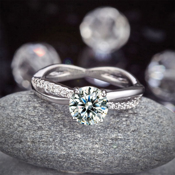 925 Sterling Silver Promise Ring Simulated Diamond - View 6 | SelinJewels