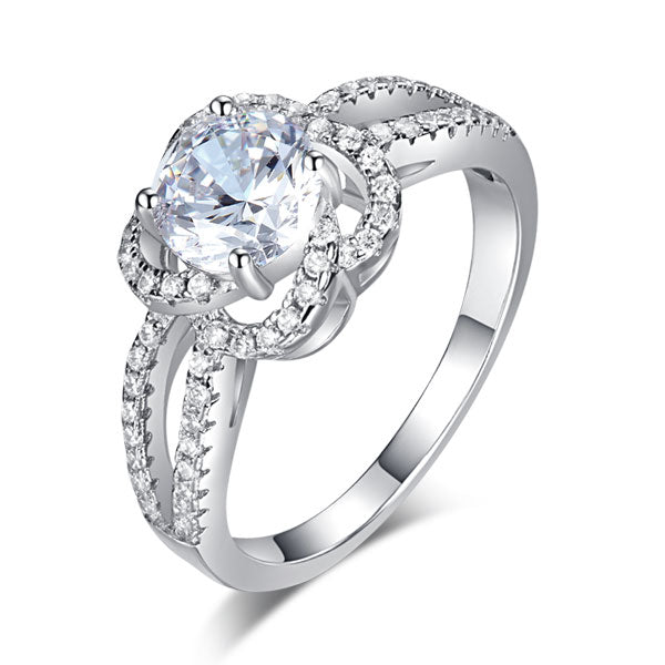 Floral 925 Sterling Silver Wedding Promise Engagement Ring 1 Ct Simulated Diamond | SelinJewels
