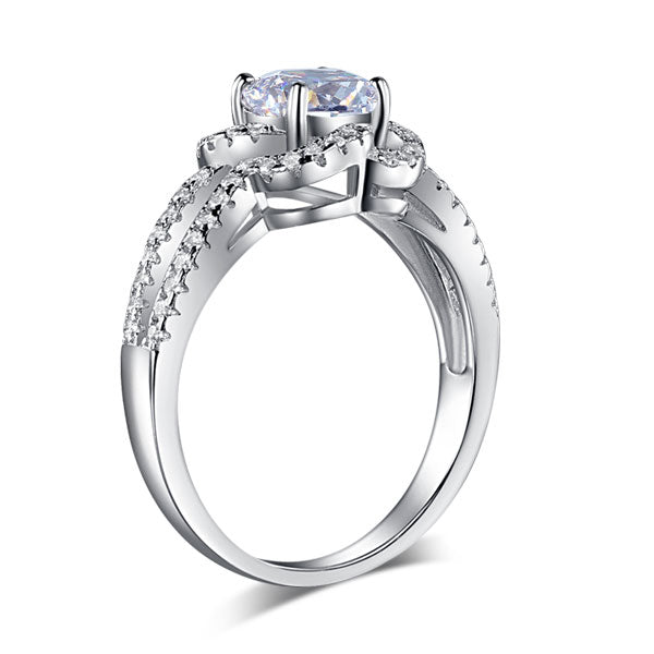 Floral 925 Sterling Silver Promise Engagement Ring - View 4 | SelinJewels