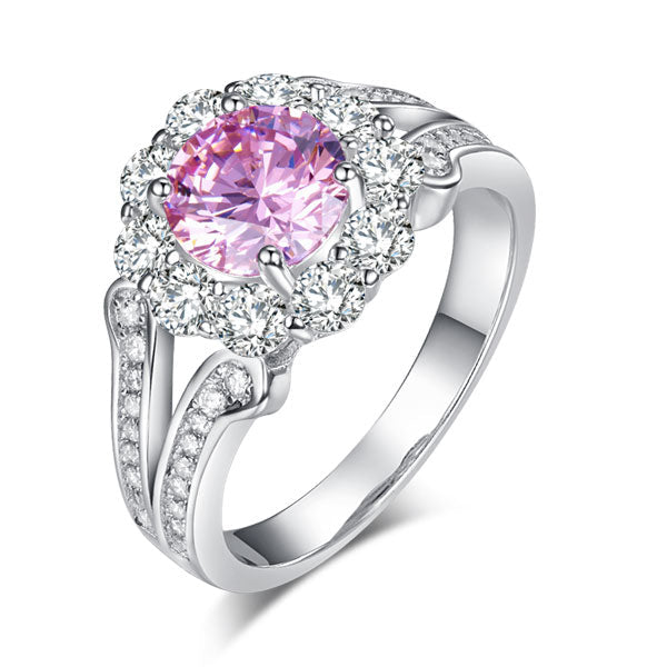 Art Deco Vintage 925 Sterling Silver Wedding Ring 1.25 Ct Fancy Pink Simulated Diamond | SelinJewels