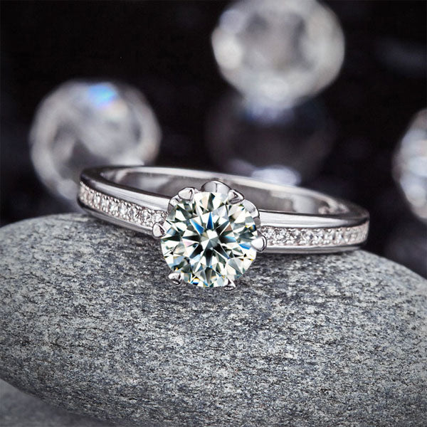 6 Claws Silver Promise Engagement Ring Diamond - View 6 | SelinJewels