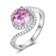 Twist Curl 925 Sterling Silver Wedding Engagement Ring 2 Ct Fancy Pink Simulated Diamond Promise Anniversary