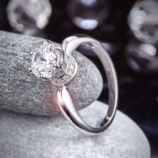 6 Claws Crown 925 Sterling Silver Wedding Promise Anniversary Ring 1.25 Ct Simulated Diamond Jewelry
