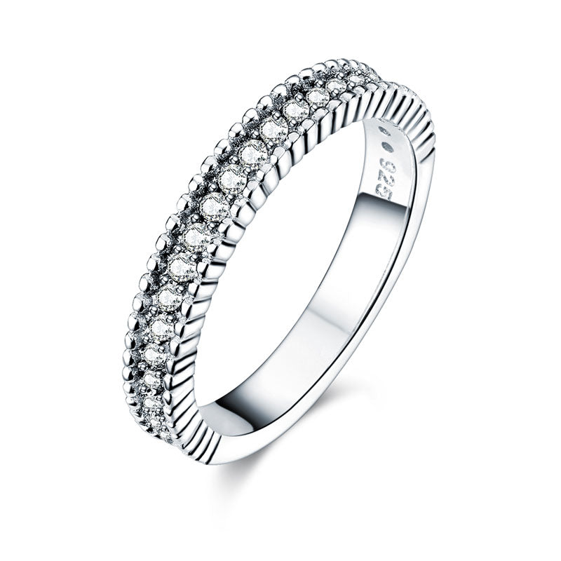 Solid 925 Sterling Silver 2-Pcs Wedding Engagement Ring Set 1 Ct Simulated Diamante Jewelry