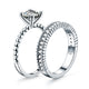 Solid 925 Sterling Silver 2-Pcs Wedding Engagement Ring Set 1 Ct Simulated Diamante Jewelry