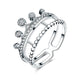Solid 925 Sterling Silver Ring Crown Shape Simulated Diamond for Lady Trendy Stylish Jewelry