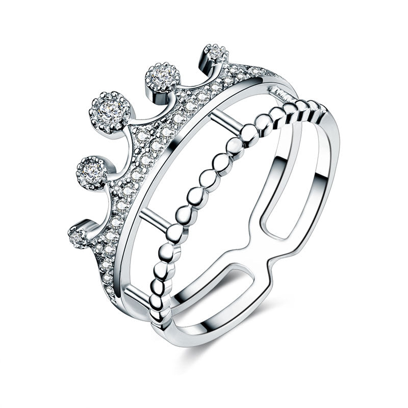 Solid 925 Sterling Silver Crown Shape Ring Simulated Diamond Trendy Stylish | SelinJewels