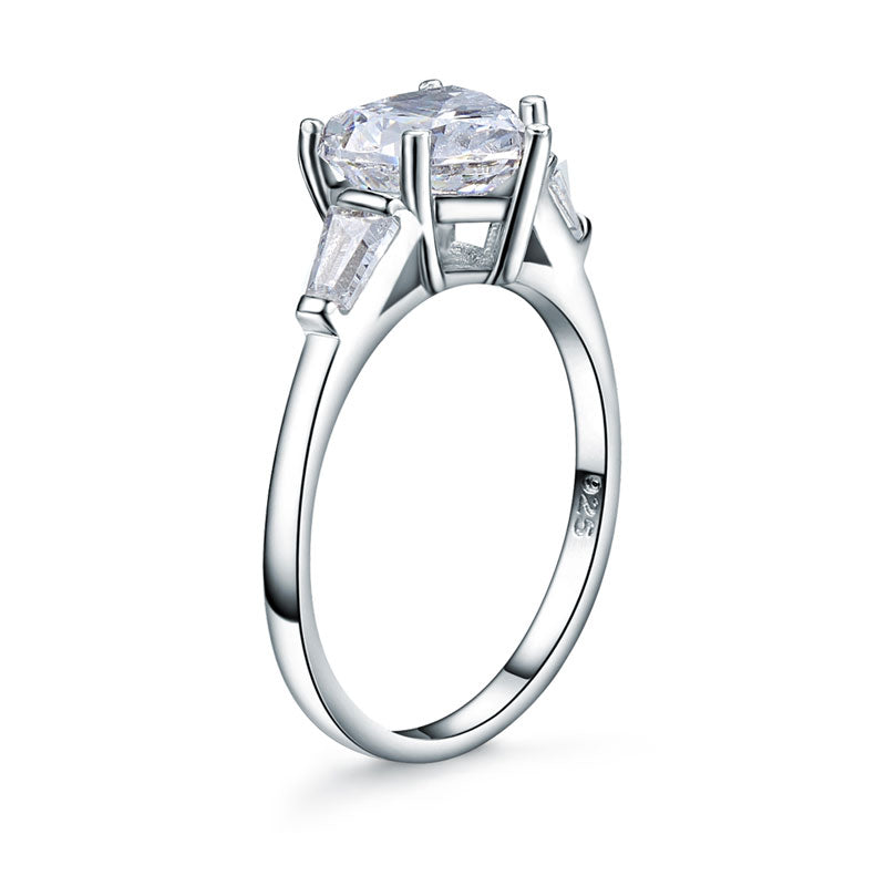 Solid 925 Sterling Silver Wedding Engagement Promise Ring 2 Carat Heart Jewelry Simulated Diamond