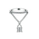 Solid 925 Sterling Silver Band Ring Dangle Purse Sparkling Simulated Diamond for Lady Trendy Stylish
