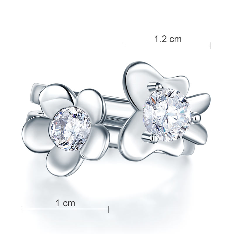 Solid 925 Sterling Silver 2-Pcs Butterfly Flower Ring Set Lady Jewelry New Design
