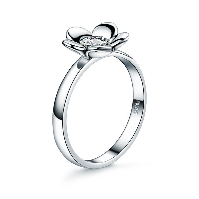 Solid 925 Sterling Silver 2-Pcs Butterfly Flower Ring Set Lady Jewelry New Design