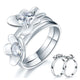 Solid 925 Sterling Silver 2-Pcs Butterfly Flower Ring Set Lady Jewelry New Design