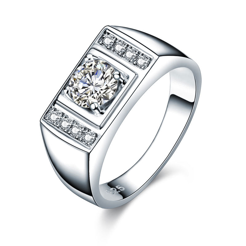 Men's Wedding Band Solid Sterling 925 Silver Ring 1 Carat | SelinJewels