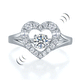Dancing Stone Heart Solid 925 Sterling Silver Ring Fashion Wedding Jewelry