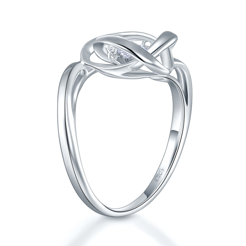 Dancing Stone Woven Solid 925 Sterling Silver Ring New Style