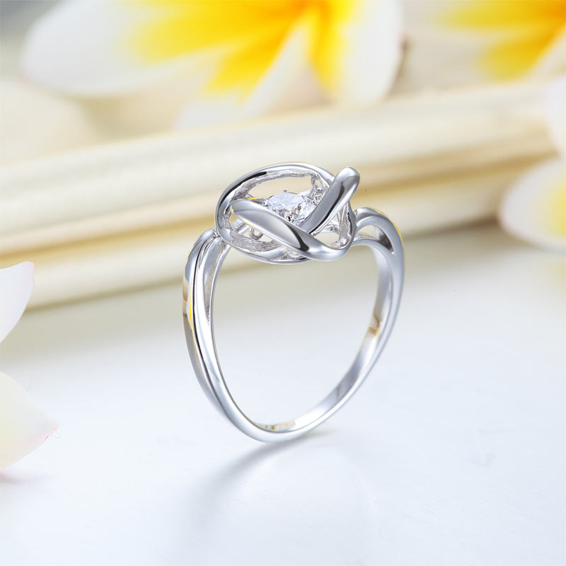 Dancing Stone Woven Solid 925 Sterling Silver Ring New Style