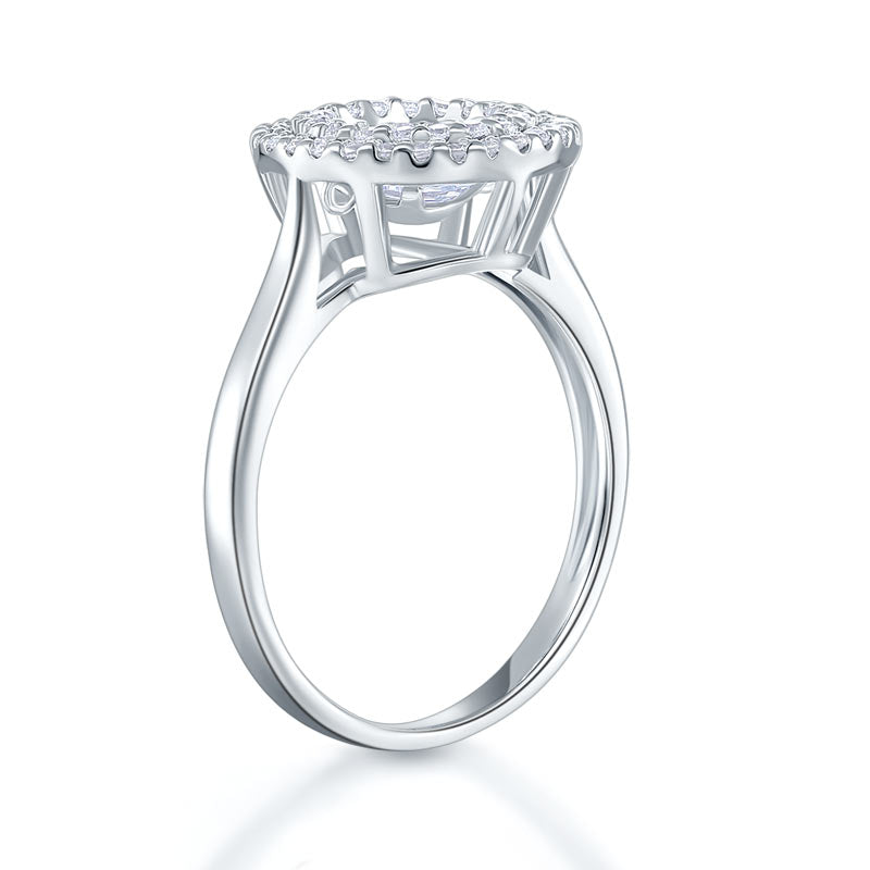 Dancing Stone Double Halo Solid 925 Sterling Silver Ring Fashion Wedding Jewelry