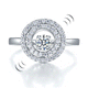 Dancing Stone Double Halo Solid 925 Sterling Silver Ring Fashion Wedding Jewelry