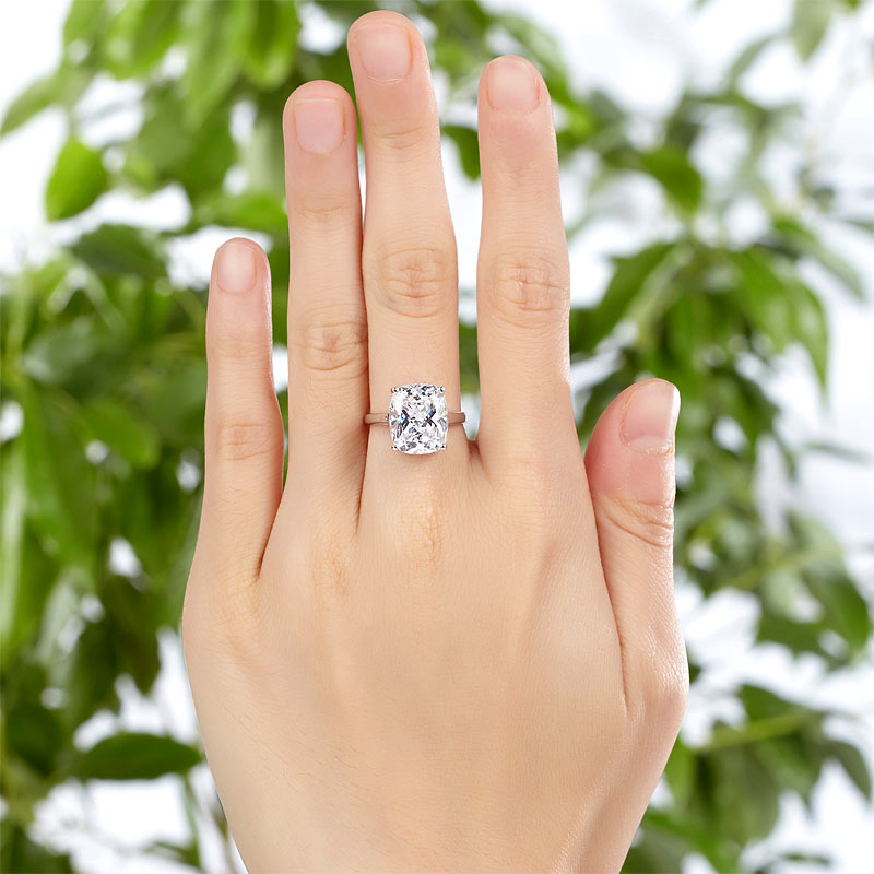 Solid 925 Sterling Silver 6 Carat Solitaire Luxury Ring - View 2 | SelinJewels