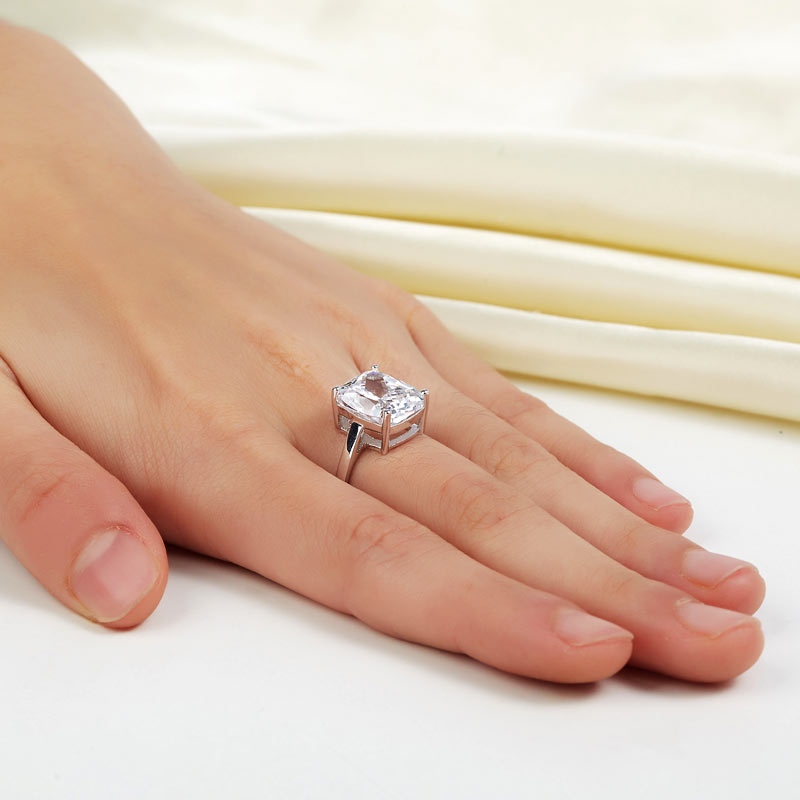Solid 925 Sterling Silver 6 Carat Wedding Anniversary Solitaire Ring Luxury Jewelry