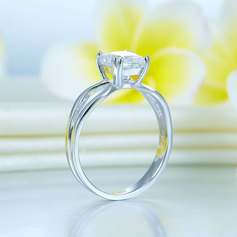 Princess Cut 1 Ct Solid 925 Sterling Silver Ring Promise Anniversary Engagement Wedding Jewelry