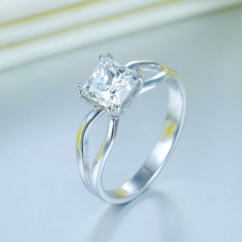 Princess Cut 1 Ct Solid 925 Sterling Silver Ring Promise Anniversary Engagement Wedding Jewelry