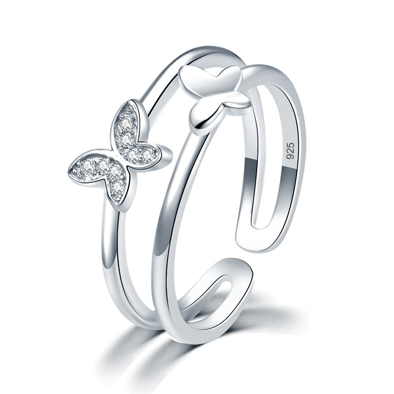 Solid 925 Sterling Silver Ring Band Butterfly Fashion for Girls | SelinJewels
