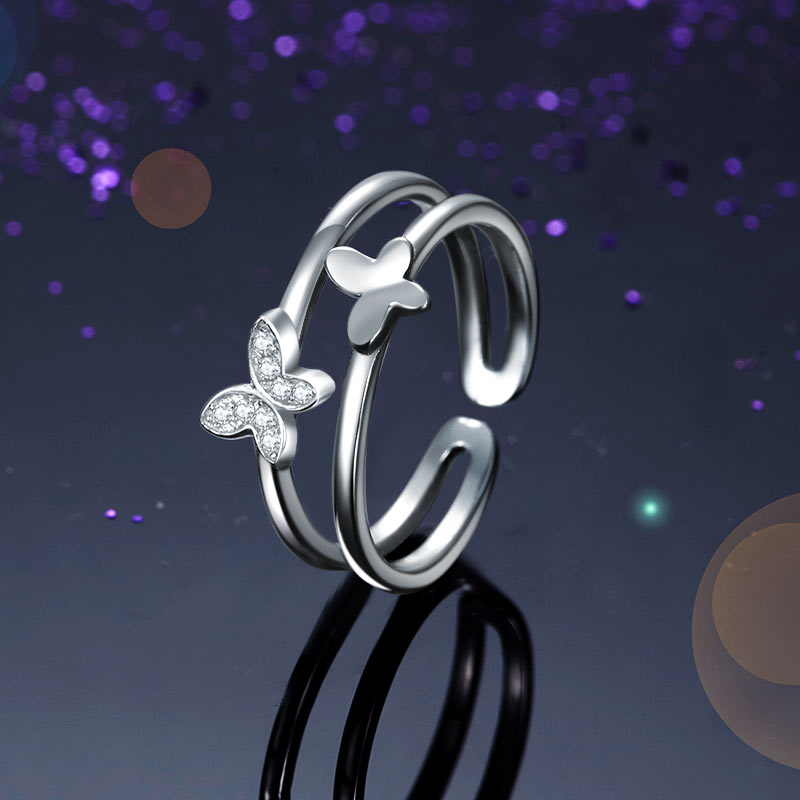 Solid 925 Sterling Silver Butterfly Ring - View 3 | SelinJewels