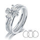 Solid 925 Sterling Silver Ring Set 3-Pcs Set Heart Love Jewelry