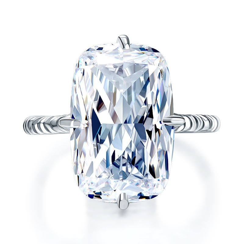 Solid 925 Sterling Silver Luxury Solitaire Ring 8.5 Carat Wedding Pageant | SelinJewels