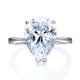 Solid 925 Sterling Silver Luxury Ring Solitaire Pear 4.5 Carat Wedding Engagement Party Pageant Jewelry