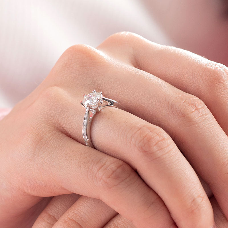 1 Carat Moissanite Diamond Ring Engagement - View 2 | SelinJewels