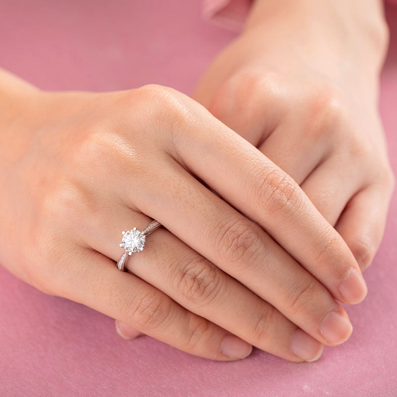 1 Carat Moissanite Diamond Ring Engagement 925 Sterling Silver