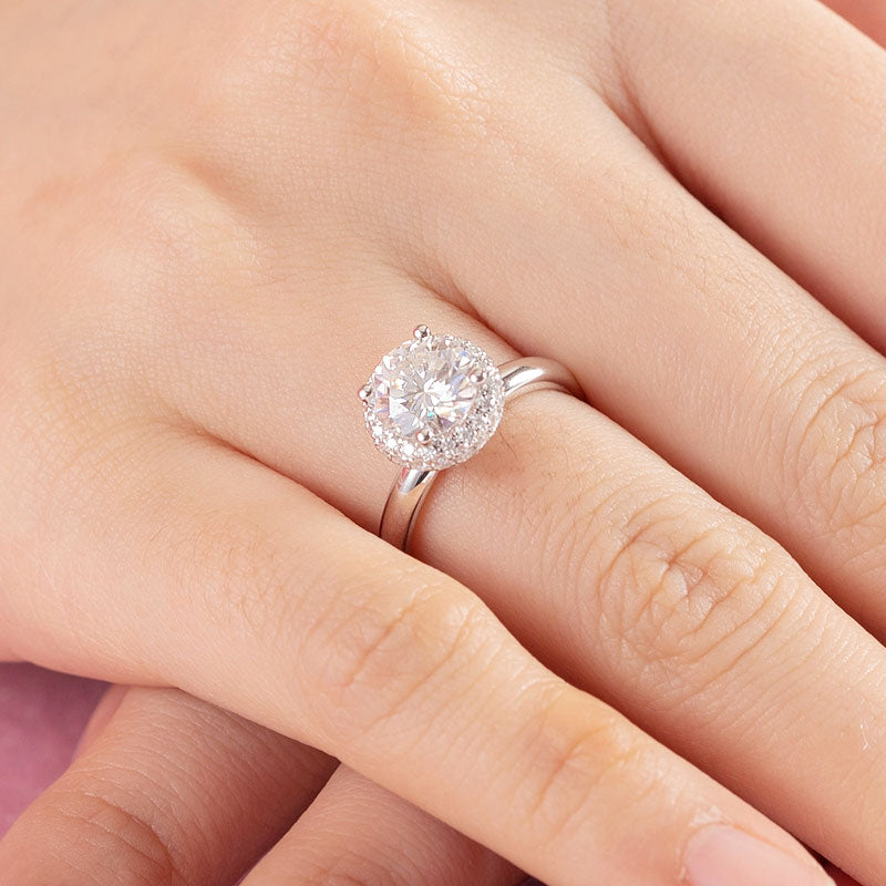 1.5 Carat Moissanite Diamond Halo Ring - View 6 | SelinJewels