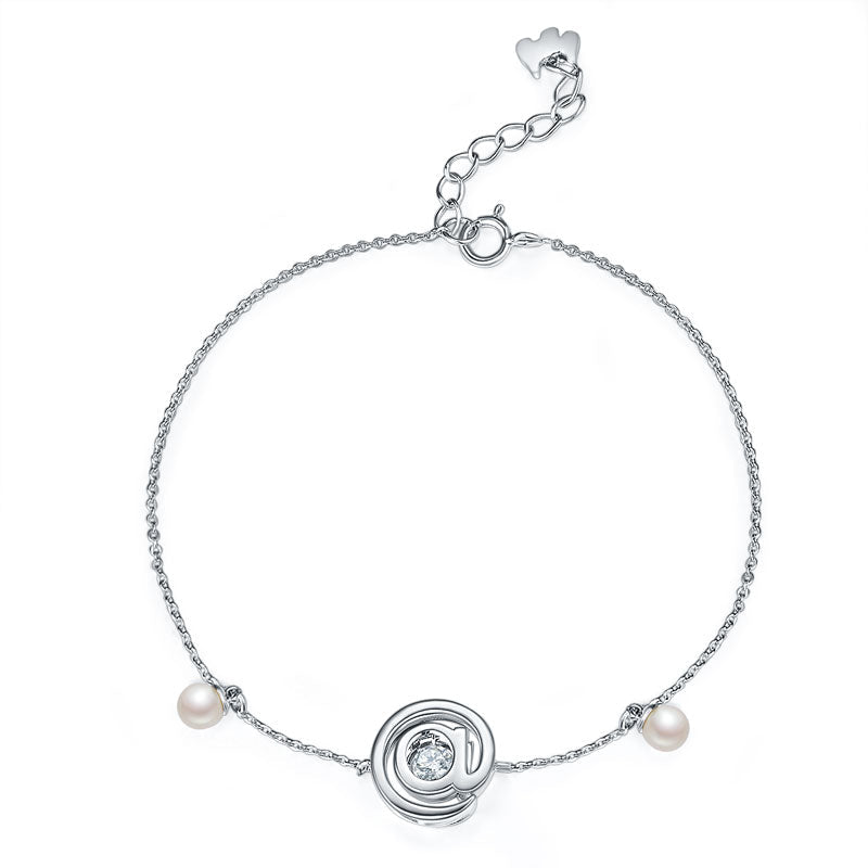 Moissanite & Fresh Water Pearl Dancing Stone Bracelet in 925 Sterling Silver - Gift for Her | SelinJewels