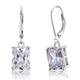 4 Carat Emerald Cut Simulated Diamond 925 Sterling Silver Dangle Earrings